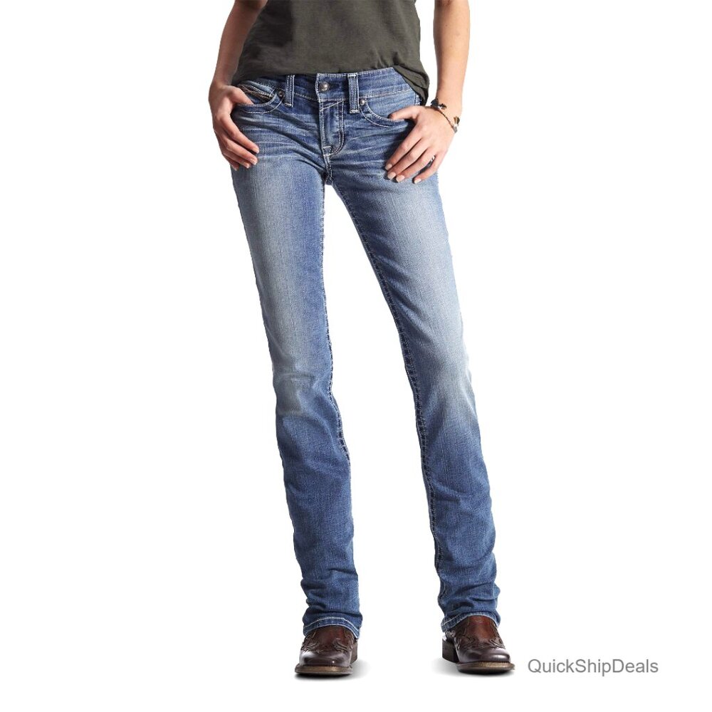 Mid Rise Stretch Straight Leg Jeans, Performance Denim, Stackable Fit
